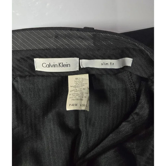 Calvin Klein Men's Slim Fit 100% Wool Dress Pants Classic Charcoal Gray 40Wx30L - Picture 3 of 7